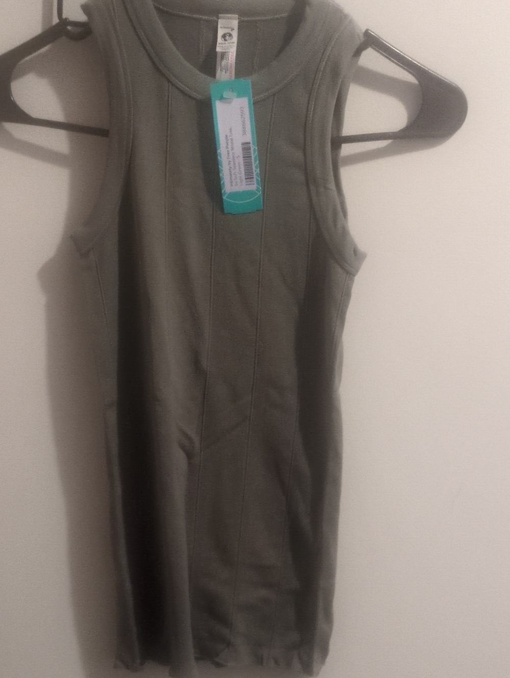 Sleeveless Olive Ribbed Knit Tank Dress